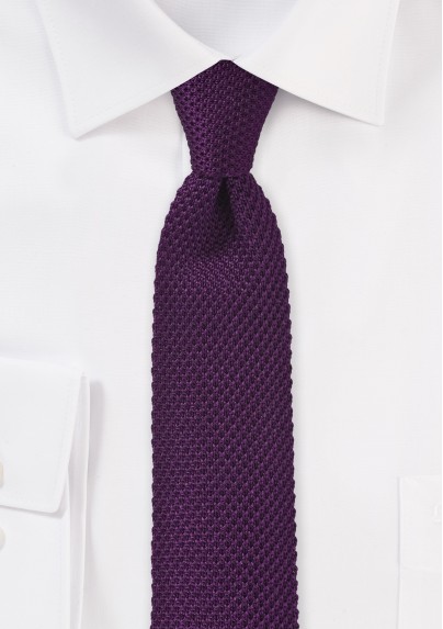 Modern Purple Knitted Skinny Tie
