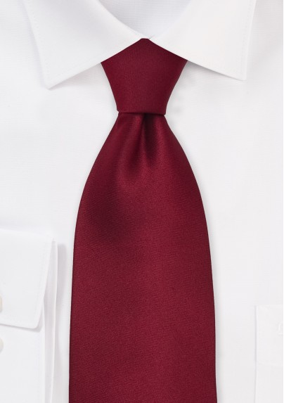 Extra Long Mens Tie in Dark Solid Red