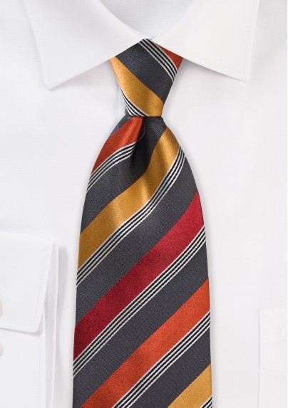 Modern Tie in Greys and Oranges
