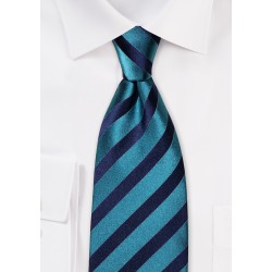 Teal and Royal Blue Silk Tie in XL Length