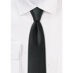 Black Skinny Tie with Small Checks