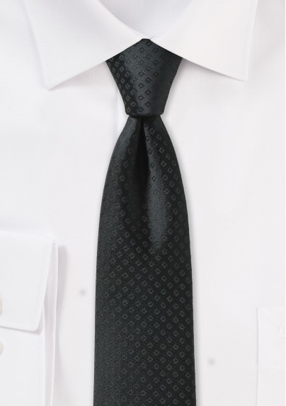 Black Skinny Tie with Small Checks