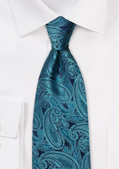 Ink Blue Paisley Silk Tie