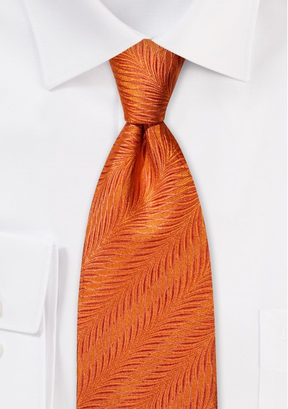 Monarch Orange Necktie in Pure Silk with Art-Deco Style