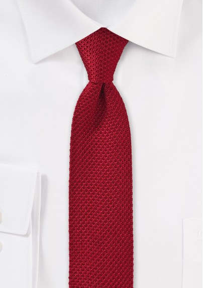 Cherry Red Skinny Knit Tie