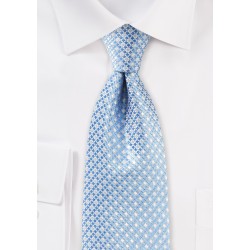 Mini Check Tie in Blue and SIlver