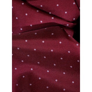 Maroon Autumn Silk Scarf in Dot Design Close Up Fabric Pattern