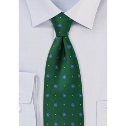 Hunter Green Floral Silk Tie