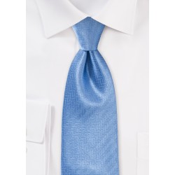 Feather Patterned Tie In Cornflower Blue