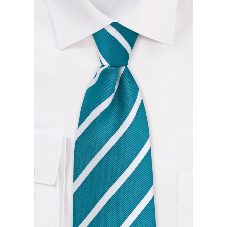 Rich Teal and White Striped Tie