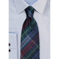 Tartan Plaid Tie in Hunter Green and Light Blue