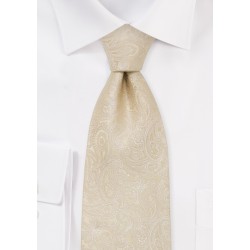 Paisley designer necktie -  Light tan colored silk tie with paisley pattern