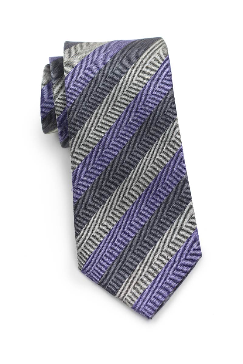 Lilac, Gray, and Silver Striped Mens Tie